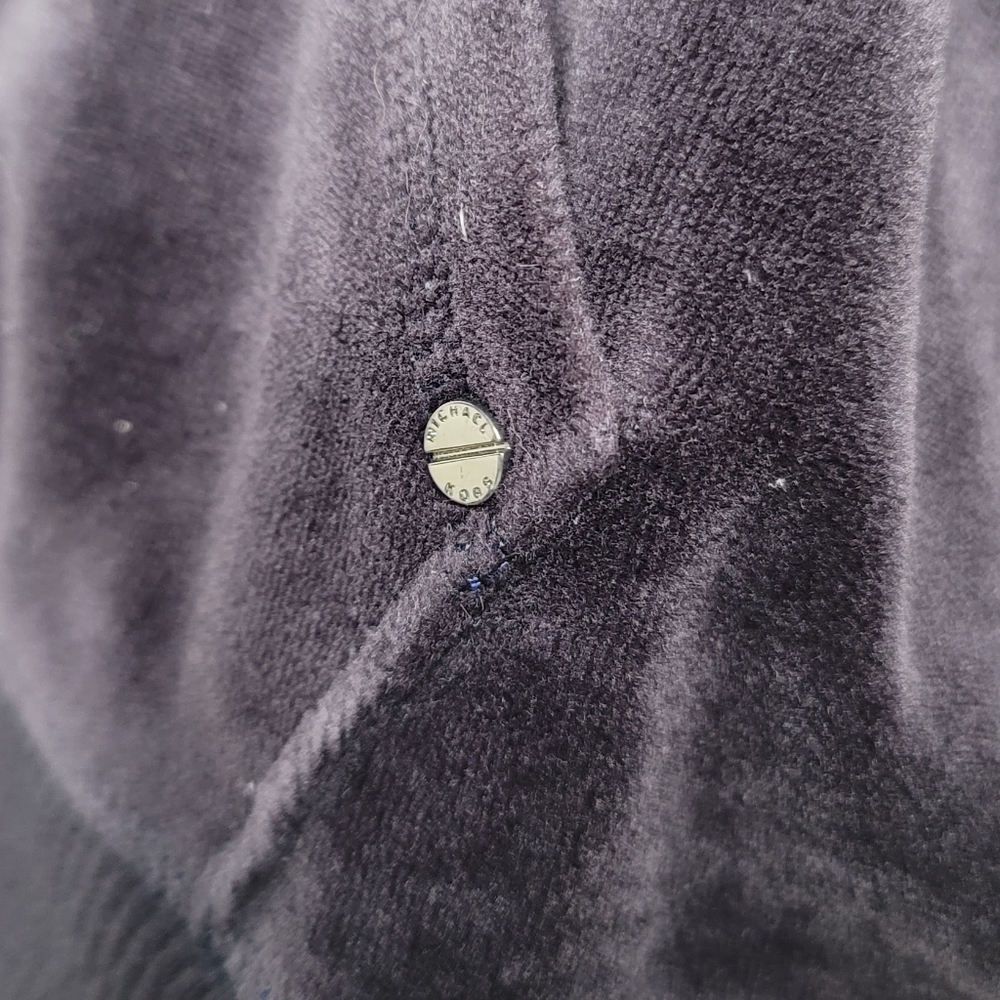 MK Michael KORS Purple Velour Full Zip Jacket Coat Sweatshirt Large Y2K - Picture 5 of 8